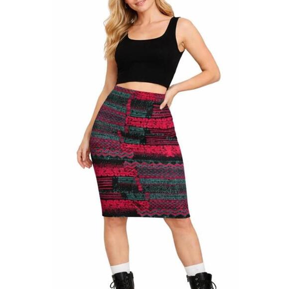 LuLaRoe Dresses & Skirts - LuLaRoe Cassie Midi Skirt Women's XL Pink Green Black Retro